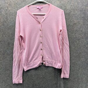 Lilly Pulitzer Cardigan Sweater Womens XS Pink Cotton Button Front Logo Knit